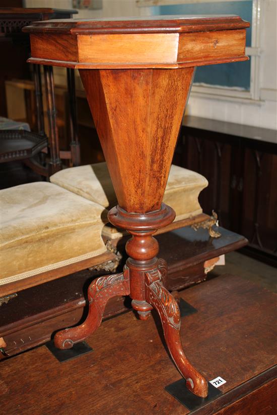 Victorian inlaid walnut trumpet work table